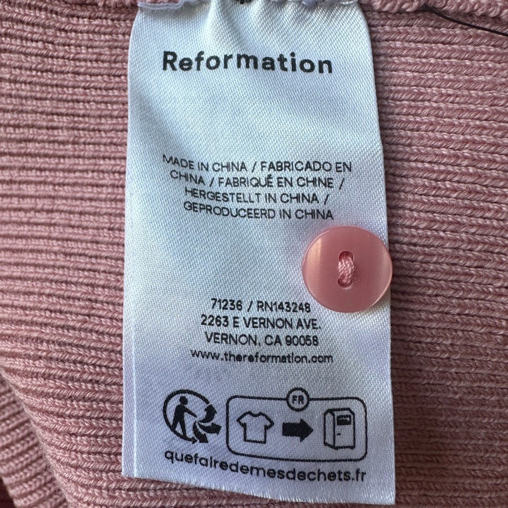 NWT Reformation Meadow Regenerative Wool Cardigan | Dusty Rose Pink XS - Picture 6 of 9